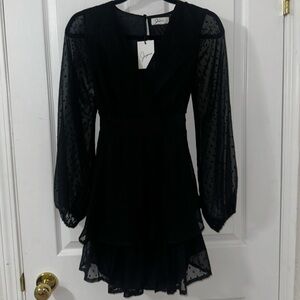 Black chiffon flowy dress